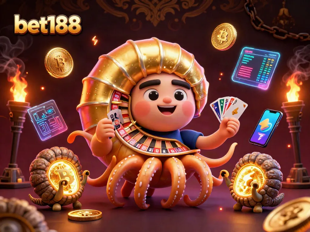 Engage in thrilling gameplay with bet188, featuring a vibrant 3D scene of a nautilus roulette wheel radiating energy.