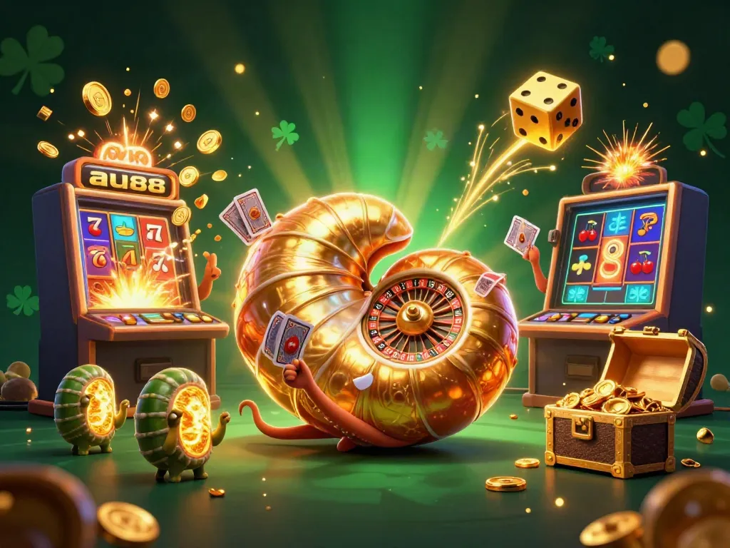 Experience gambling excitement with au88 in a vibrant 3D casino scene filled with jackpots and games.