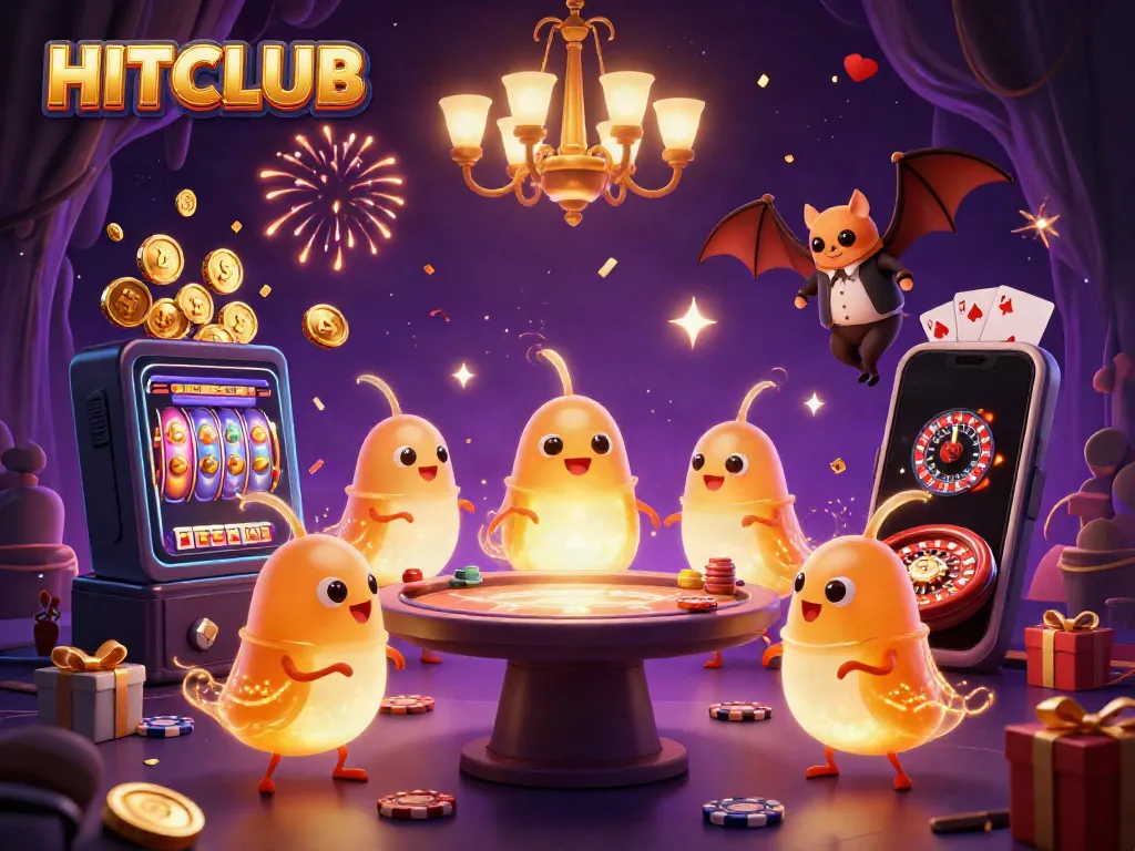 Discover the excitement of HITCLUB: glowing casino scene with animated glowworms and vibrant games.