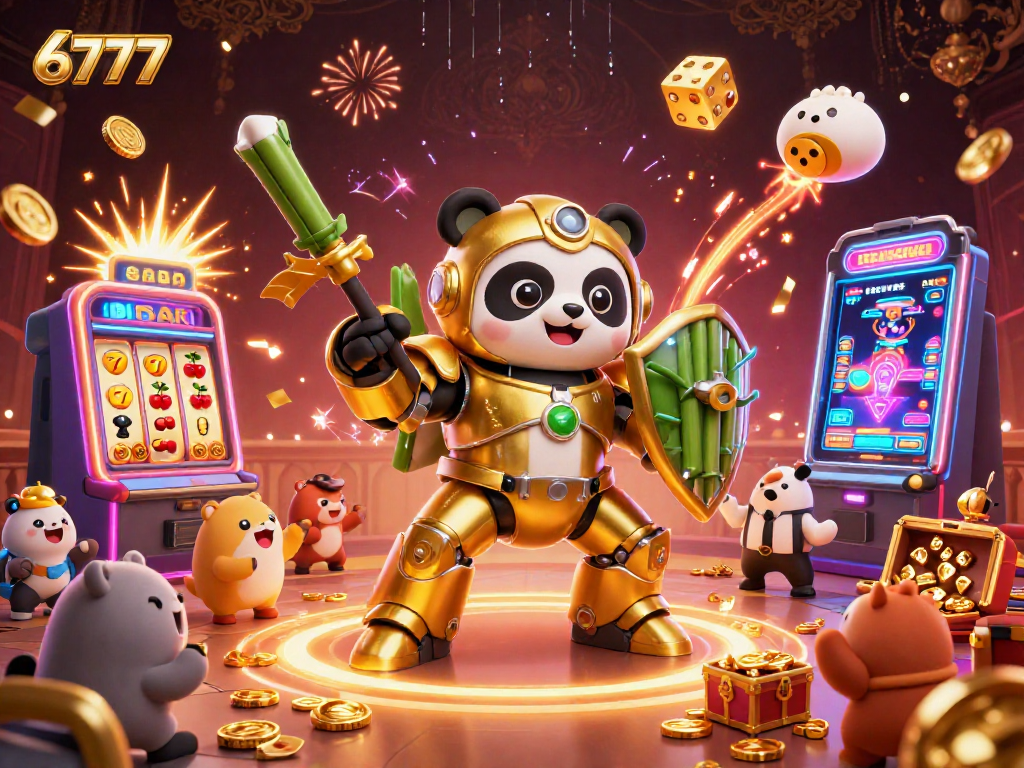 Experience vibrant gaming thrills with 6777 in an exciting 3D casino illustration.