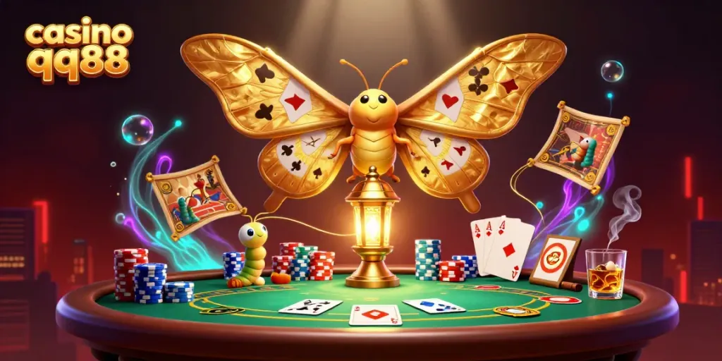 Experience thrilling gameplay with casino qq88 in this vibrant 3D display of animated elements.