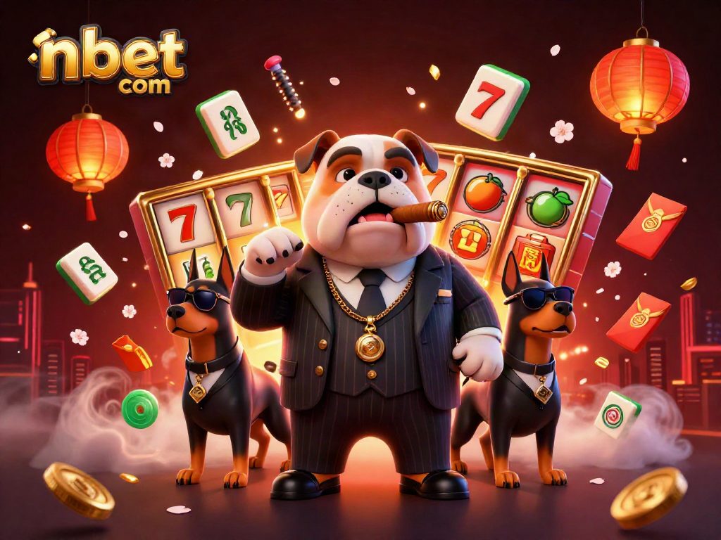 Engage with nbet com's vibrant 3D casino world featuring a mafia bulldog and Doberman guards.