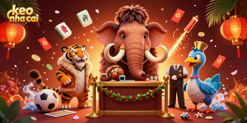 Bet on keo nha cai with a vibrant cartoon scene showcasing characters and sports betting elements.