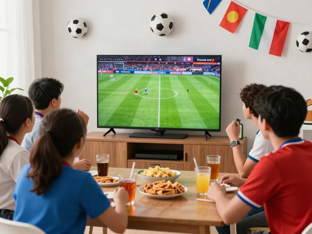 Fans enjoying a live soccer match on Socolive in a lively atmosphere.