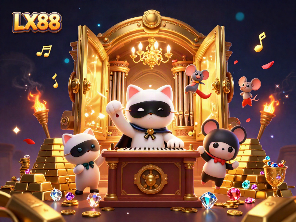 Experience the LX88 magic of 3D casino charm with a phantom cat and treasure-filled wonders.