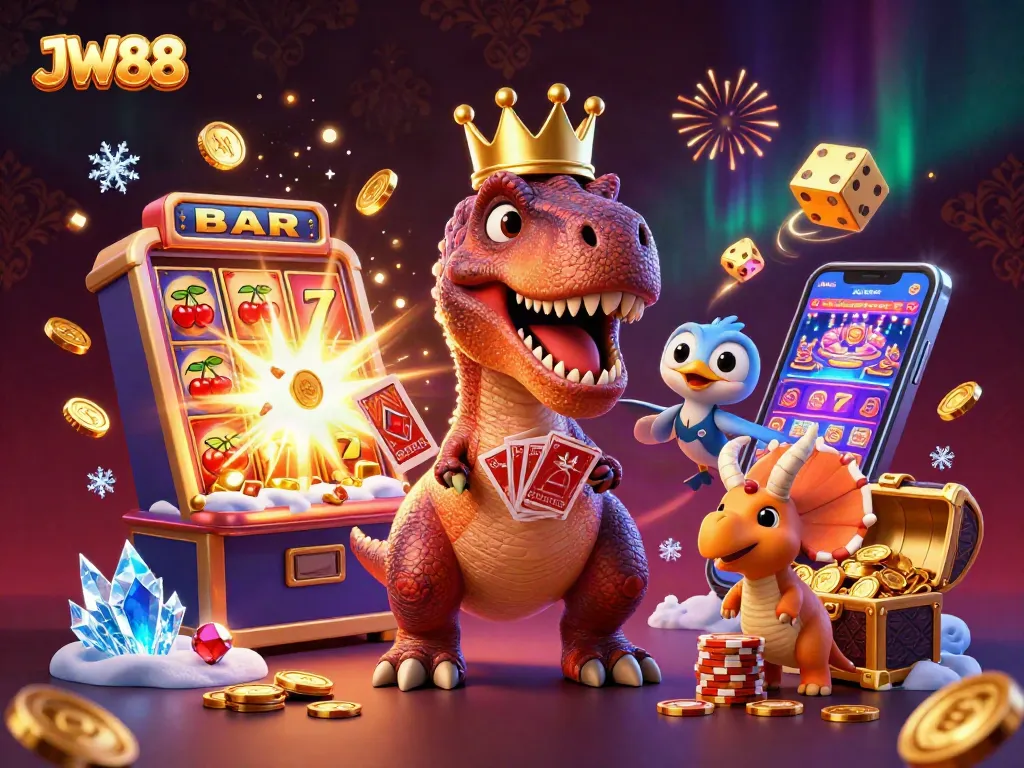 Experience the thrilling world of JW88 casino with vibrant characters and games in action.