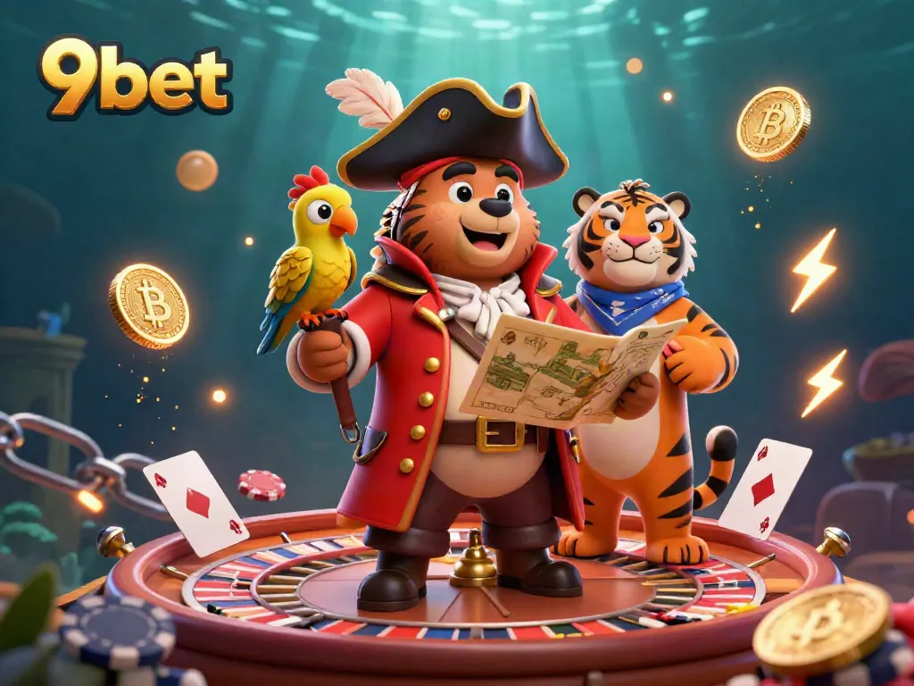 Engage with the vibrant 9bet live casino action featuring a pirate bear captain amid roulette and poker.