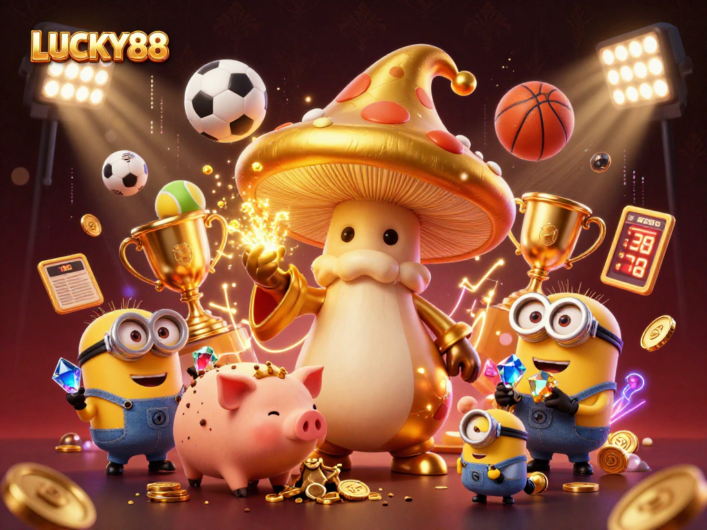 LUCKY88 showcases a vibrant casino experience with magical elements, sports interaction, and treasure hunts.