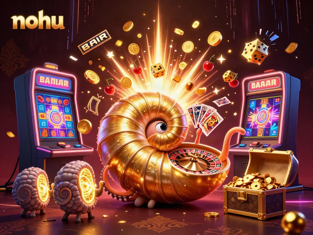 Experience the thrill of nohu with an exciting slots scene featuring a giant nautilus, colorful casino elements, and jackpot excitement.