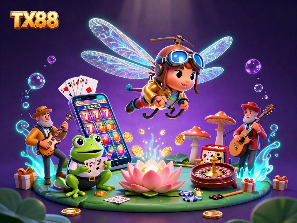 Experience an engaging TX88 casino adventure with vibrant characters and dynamic game elements.