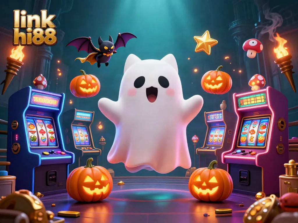 Experience thrilling gameplay at link hi88 with our vibrant 3D casino scene featuring a ghost cat and more.