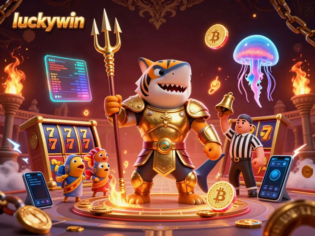 Experience exciting gameplay with luckywin in a lively underwater casino scene with vibrant slot elements.
