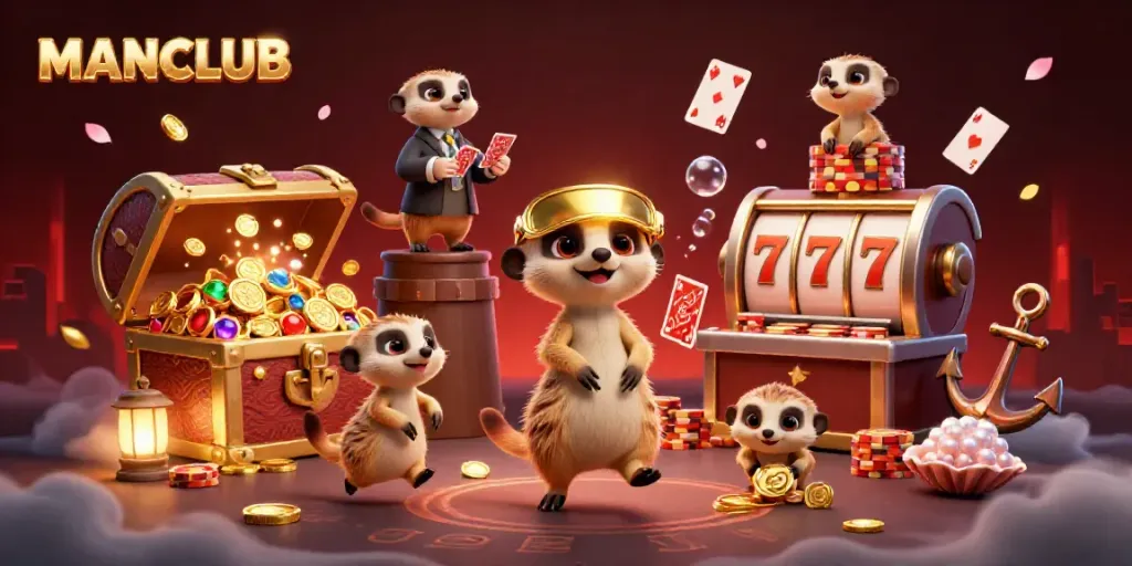 Experience thrilling action at MANCLUB's undersea casino with playful meerkats and dynamic gaming elements.