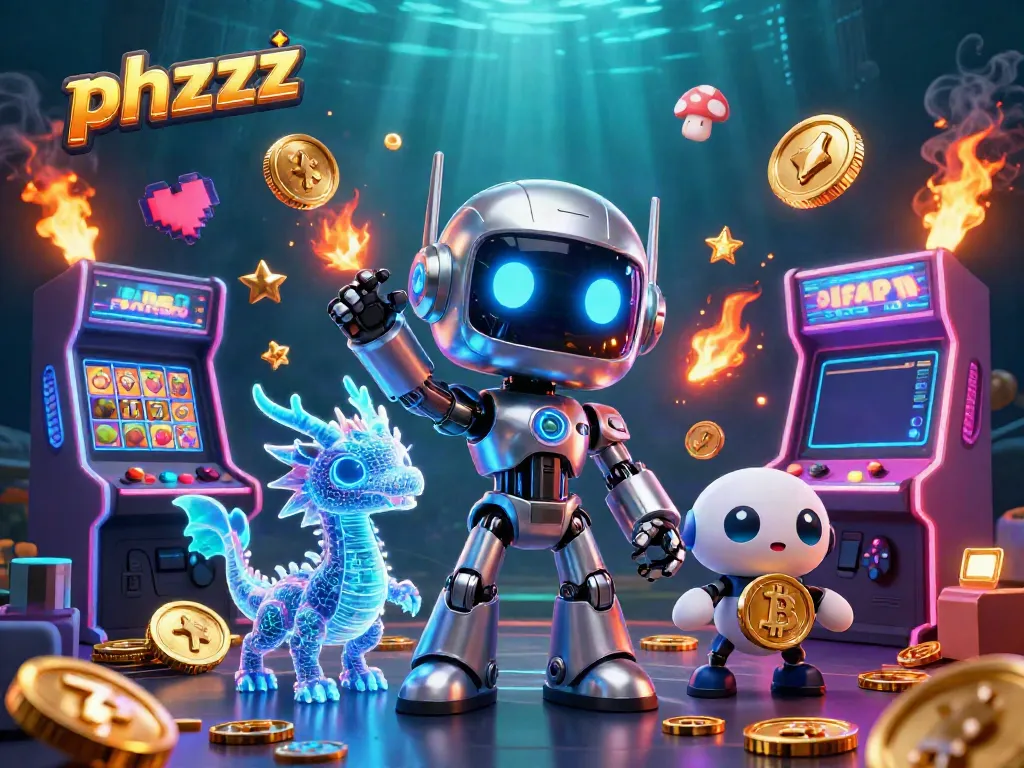 Engage in thrilling gambling with phzzz, featuring a futuristic cyberpunk robot surrounded by vibrant slot symbols.