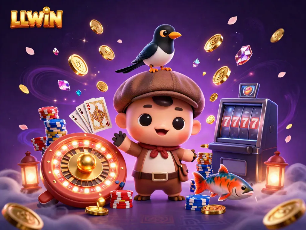 LLWIN brings exciting online gaming to life with a playful Nessie in a casino scene.