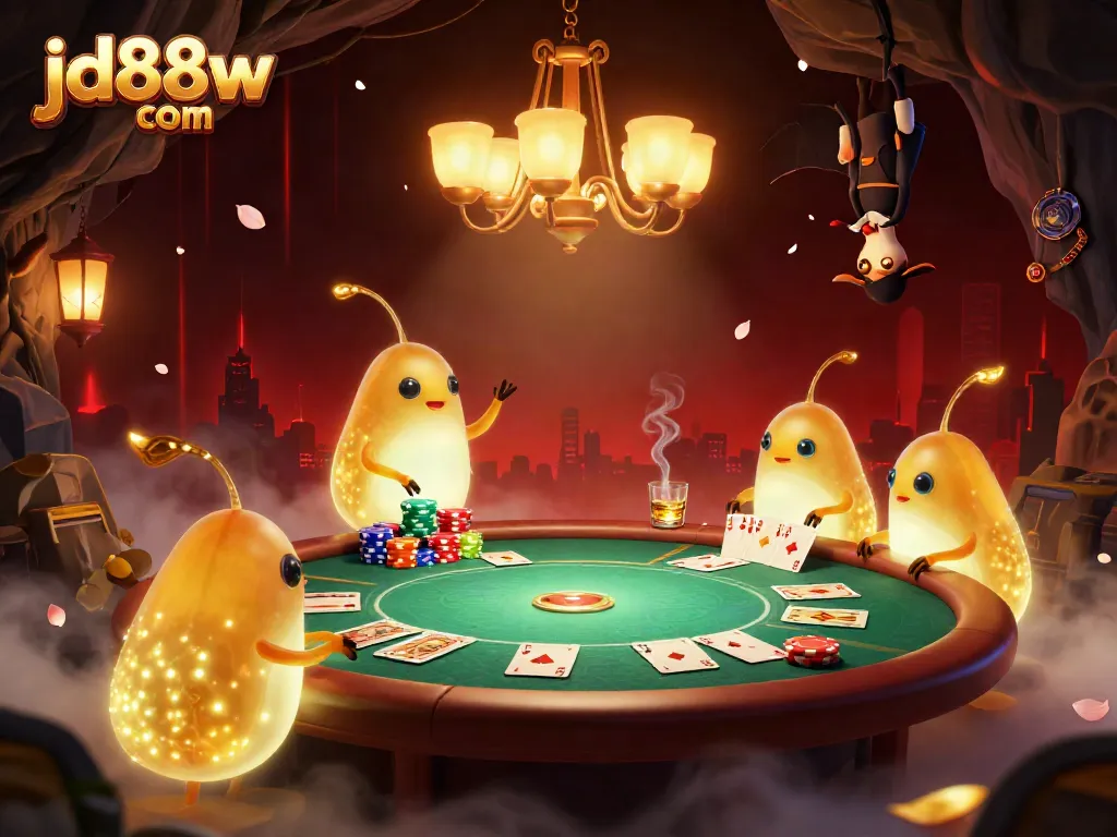 Experience thrilling gaming at jd88w com with colorful glowworms lighting the casino atmosphere.