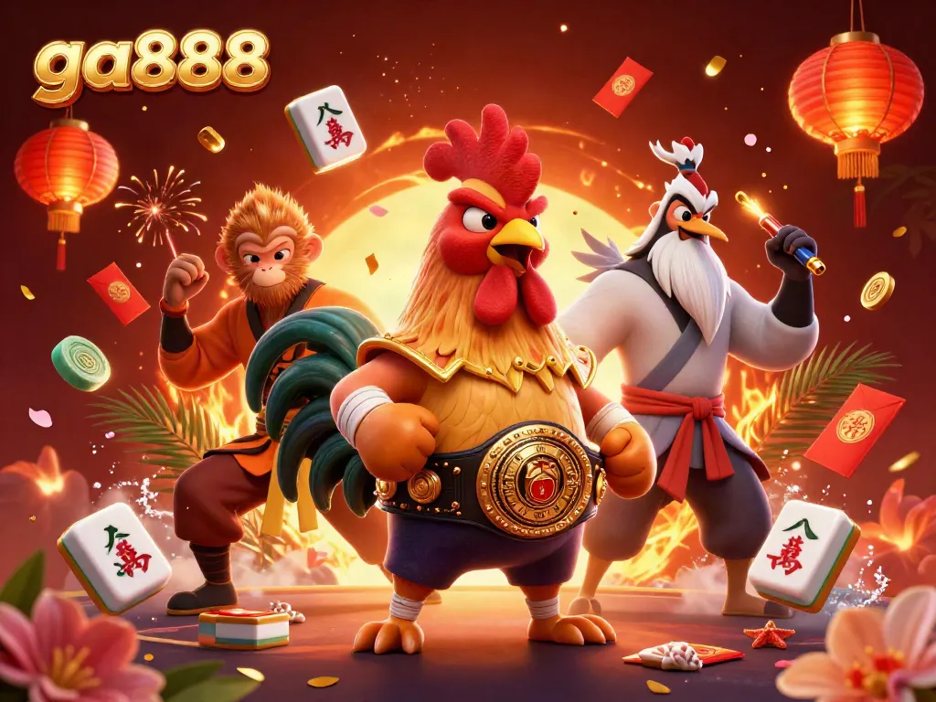 Experience ga888 thrills with dynamic characters in a vibrant casino setting, showcasing intense action and excitement.