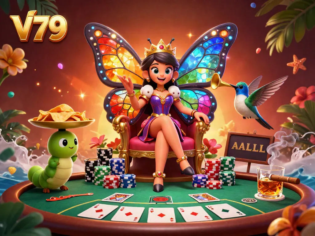 Experience high-energy gaming at V79 with vibrant casino characters in action.