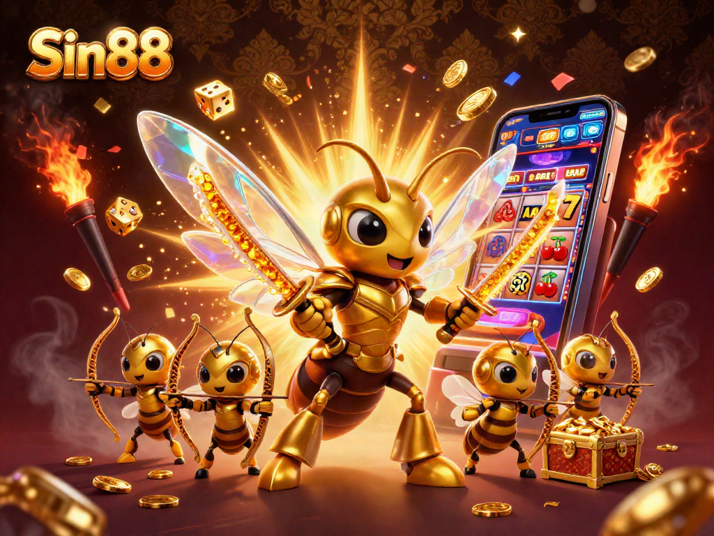 Experience the thrilling casino action with Sin88's vibrant jackpot celebration and rich golden animations.