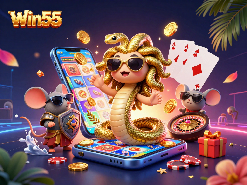 Experience the excitement of Win55 with vibrant slots and dynamic gameplay in this captivating scene.