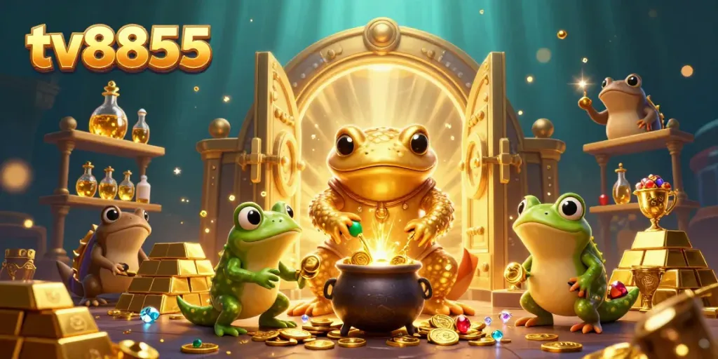 Experience the magic of tv8855 as a giant golden salamander alchemist transmute metals into gold coins.