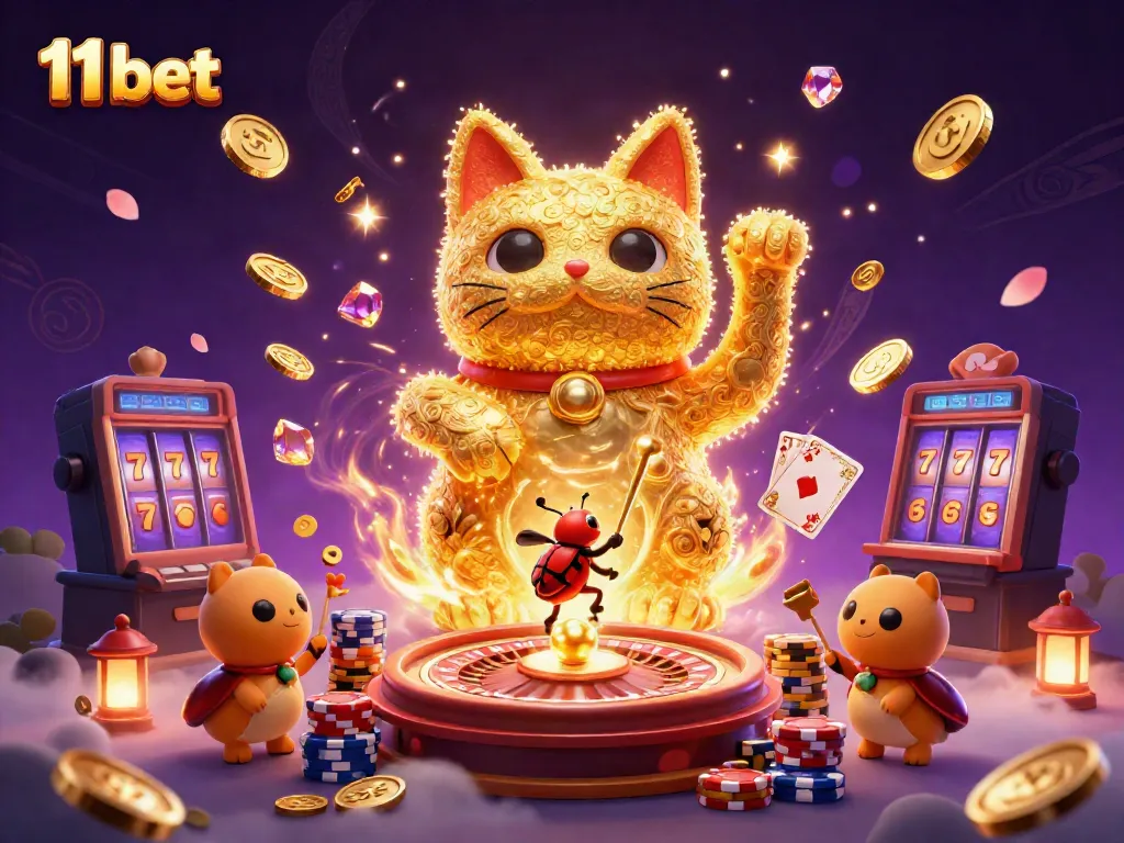 Experience thrilling moments with 11 bet - a vibrant casino adventure featuring a lucky cat.