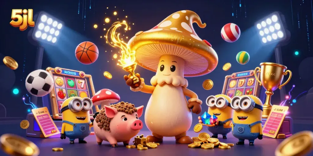 Experience thrilling 5jl interactive gaming with a vibrant scene showcasing golden treasures and dynamic casino elements.