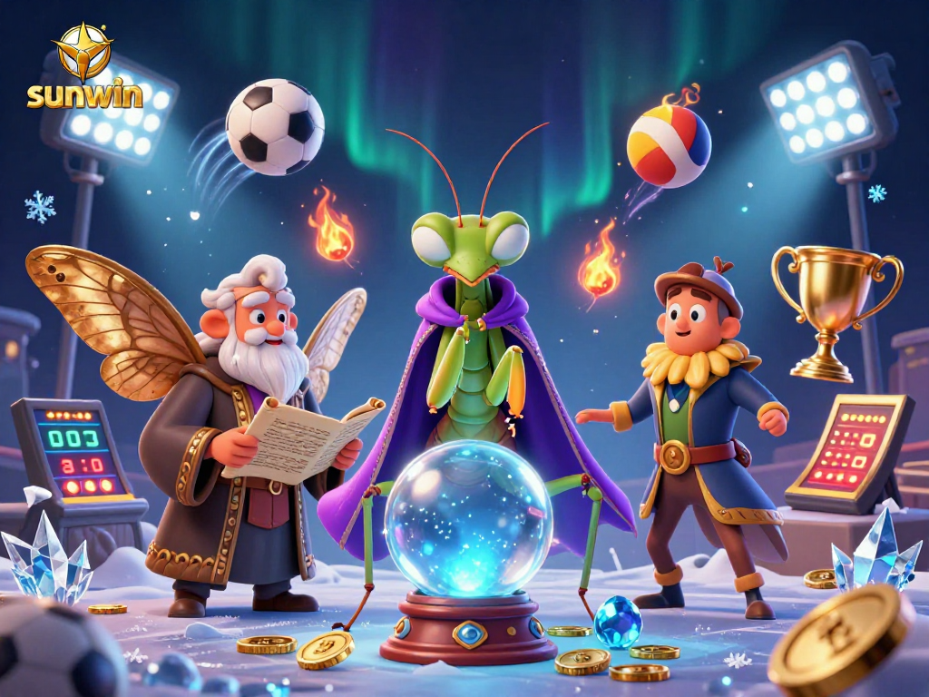 Engage in thrilling gameplay with sunwin's vibrant 3D casino scene featuring mystical characters and sports elements.