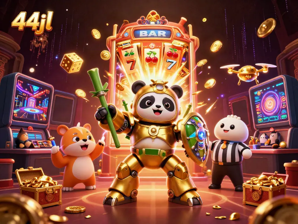 Experience thrilling jackpots with 44jl in this vibrant casino-themed illustration.