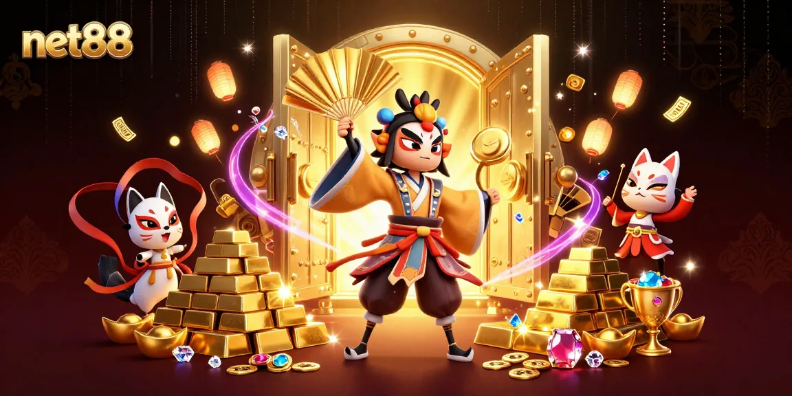 Experience winning moments with net88 featuring vibrant 3D casino theme elements and characters.