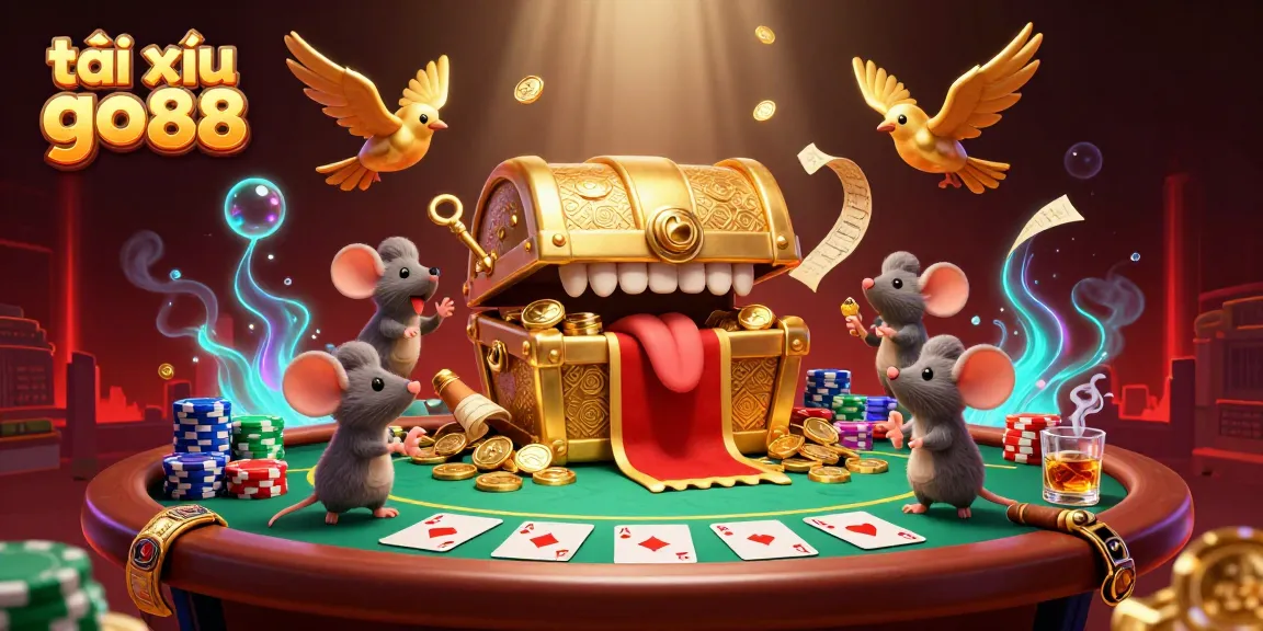 Engage in tài xỉu go88 excitement with a vibrant 3D scene featuring thrilling poker elements and dynamic atmosphere.