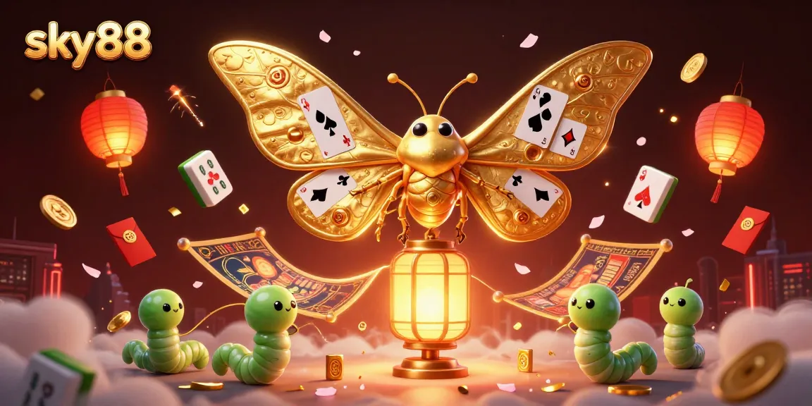 Win big at sky88 with a vibrant 3D illustration showcasing casino elements and energy.