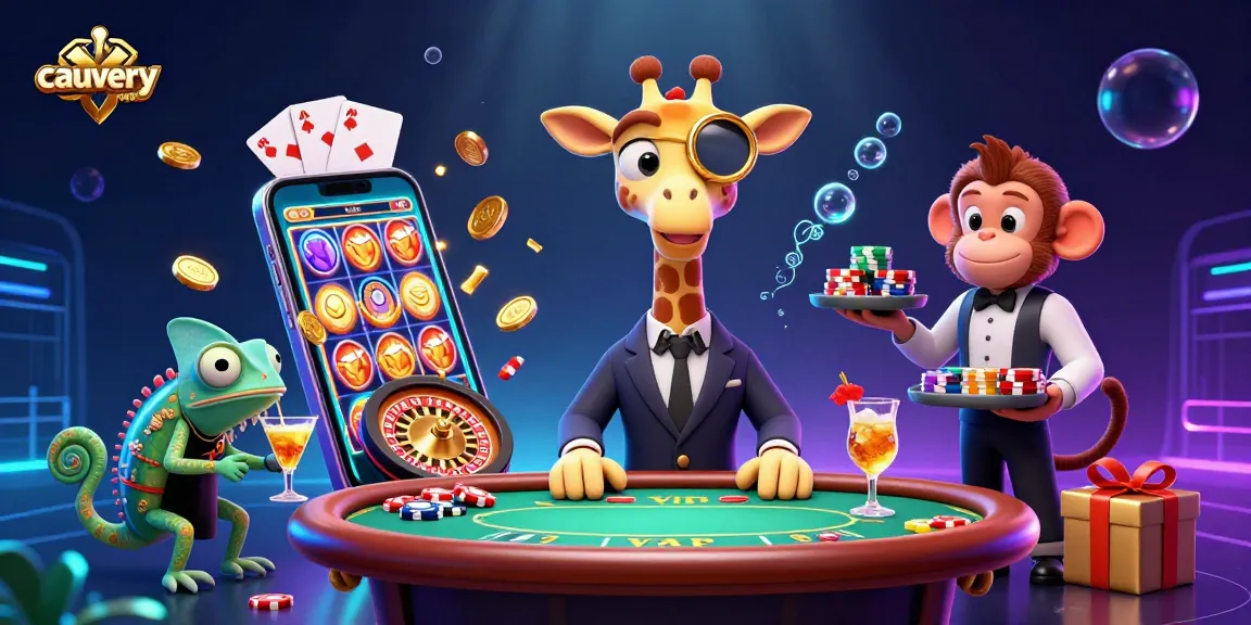 Experience winning strategies at cauverynews with a high-roller giraffe, poker action, and vibrant casino elements.