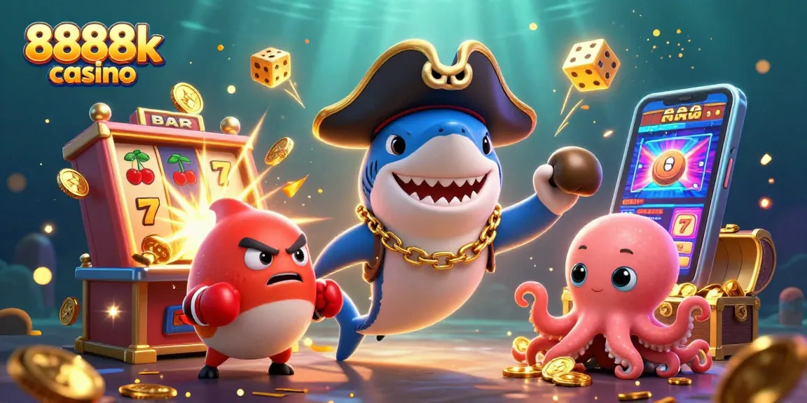 Experience the excitement of 8888k casino with fun characters and vibrant gaming elements.