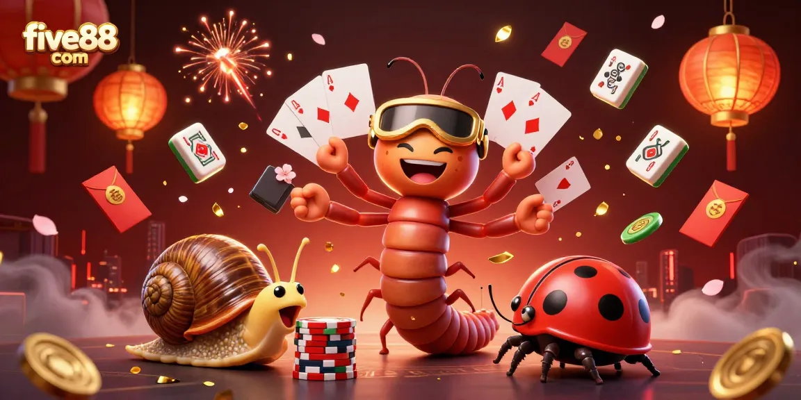 Experience thrilling games at five88 com with this vibrant, action-packed casino illustration.