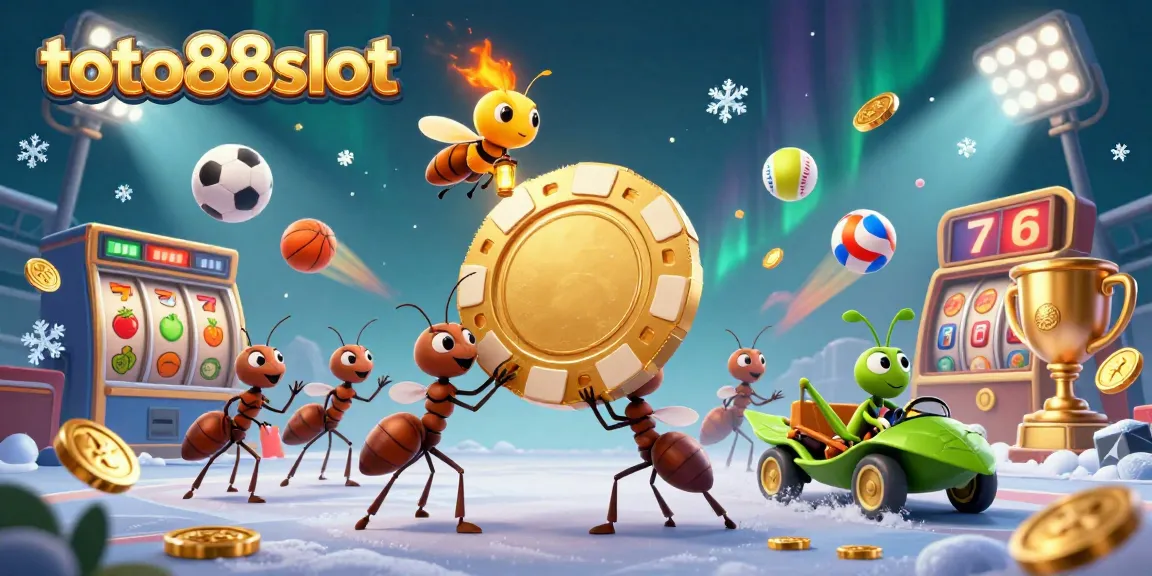 Experience thrilling gameplay with toto88slot's dynamic casino heist scene featuring 3D cartoon ants and mesmerizing game elements.