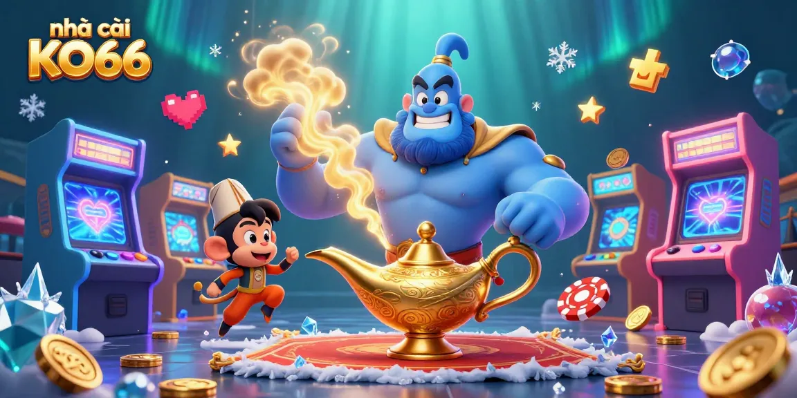 Place your bets at nhà cái KO66 with our vibrant casino-themed illustration featuring dynamic game elements.