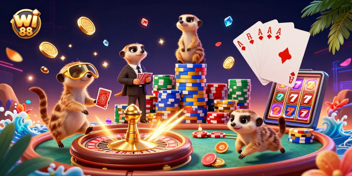 Experience thrilling gameplay with wi 88's vibrant meerkat casino scene packed with games and excitement.