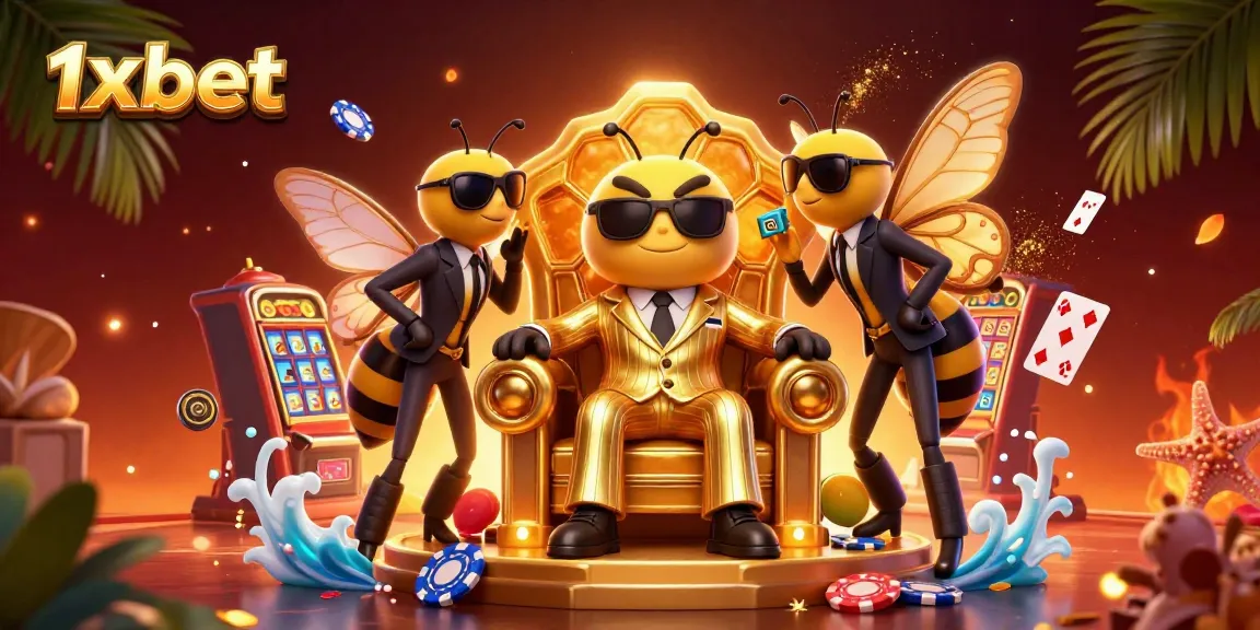Experience thrilling games like 1xbet with vibrant characters and casino elements in a dynamic 3D scene.