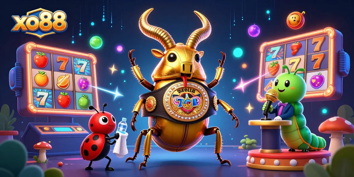 xo88 showcases a vibrant slot game scene featuring unique characters and glowing reels, perfect for online casino players.