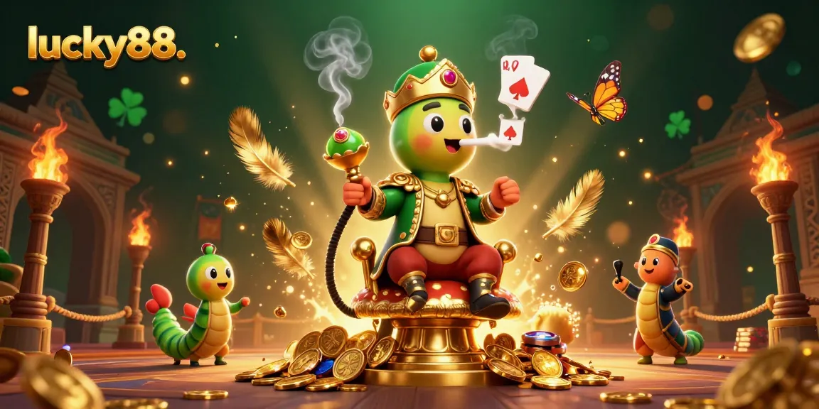 Play exciting games at lucky88. featuring a vibrant 3D casino scene full of action and symbols.