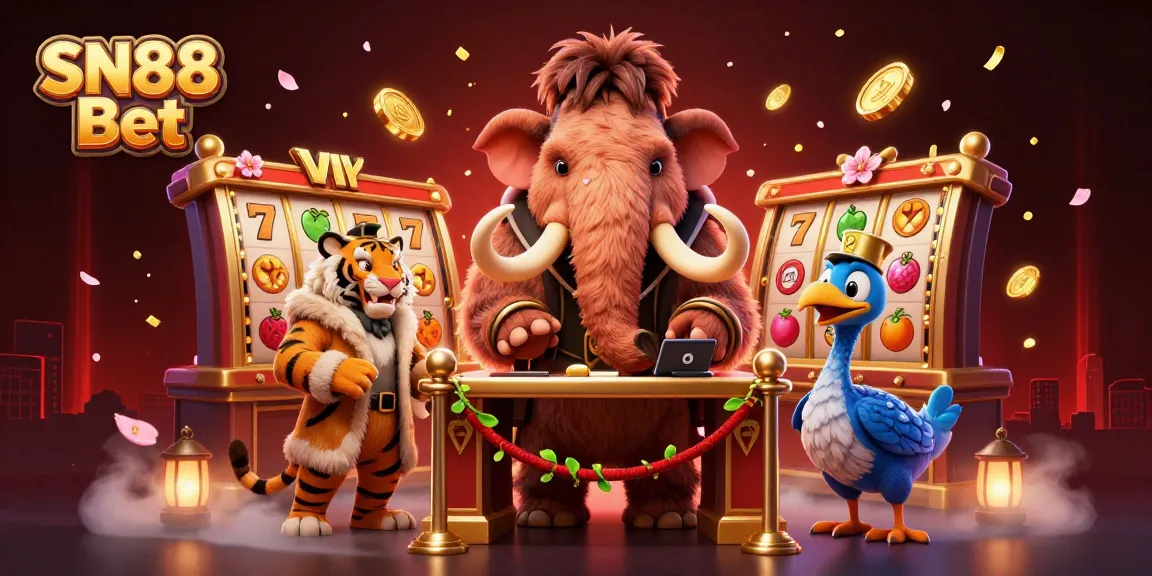 Engage with the thrill of SN88 Bet featuring a vibrant 3D casino scene with unique characters.