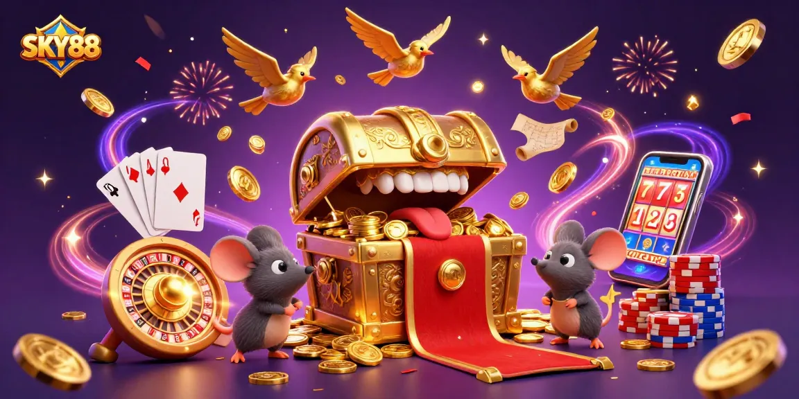 Sky88 showcases thrilling casino elements with lively treasures and captivating gameplay.