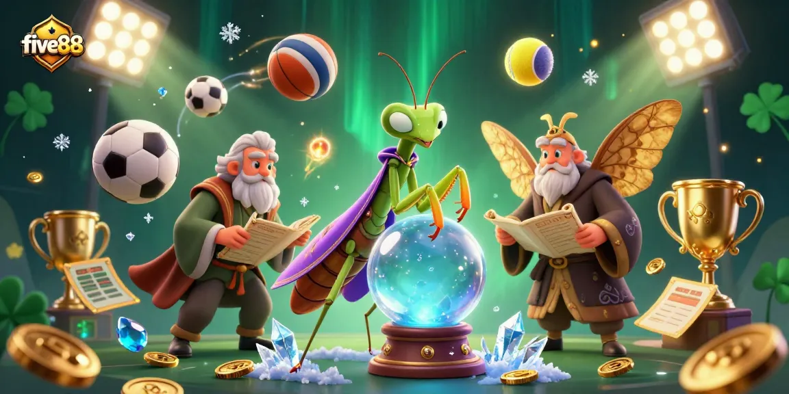 Experience the thrill of five88 with a mystical fortune teller and dynamic sports elements.