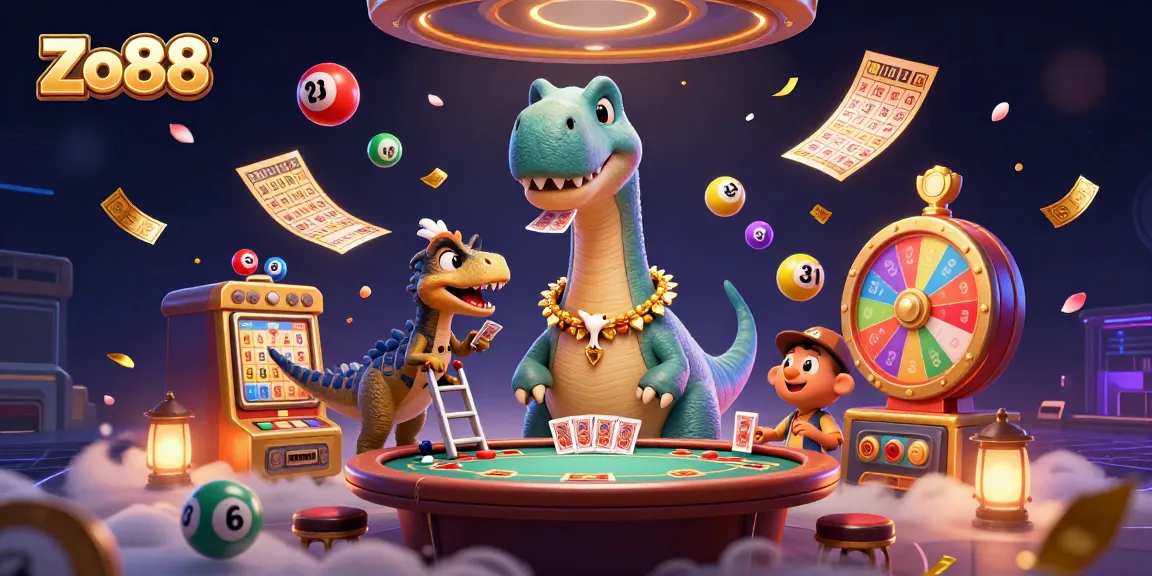Engage with Zo88's thrilling online gaming experience through a vibrant casino scene.