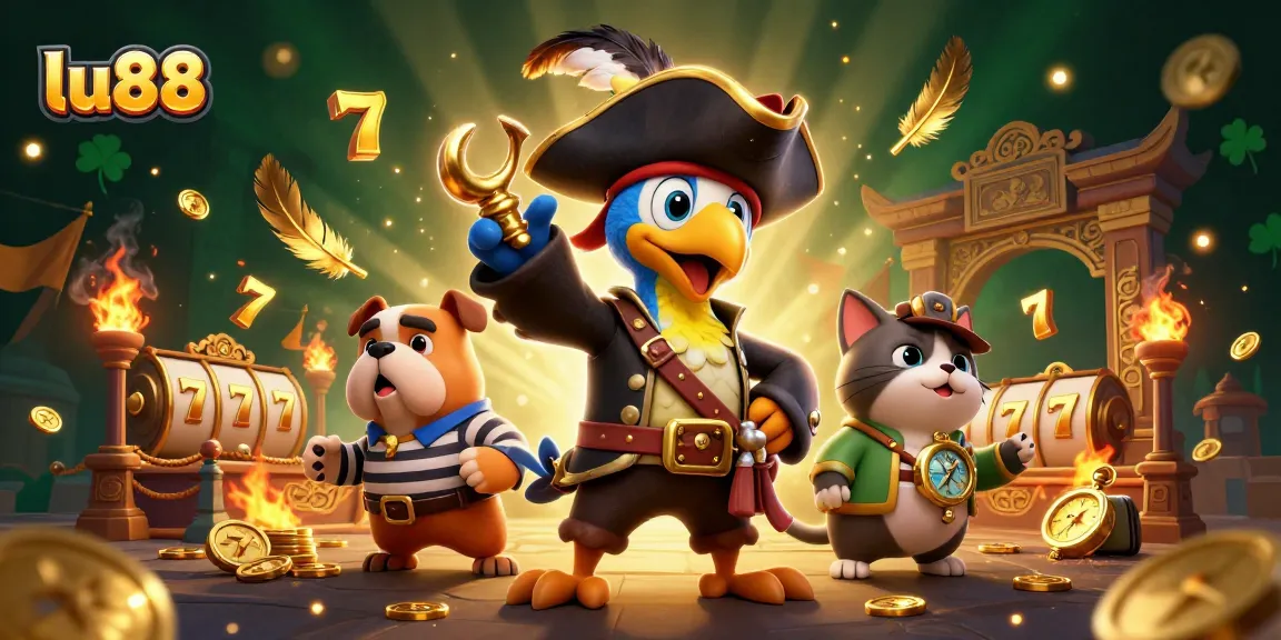 Experience the thrill of gaming at lu88 with lively characters in a vibrant casino scene.