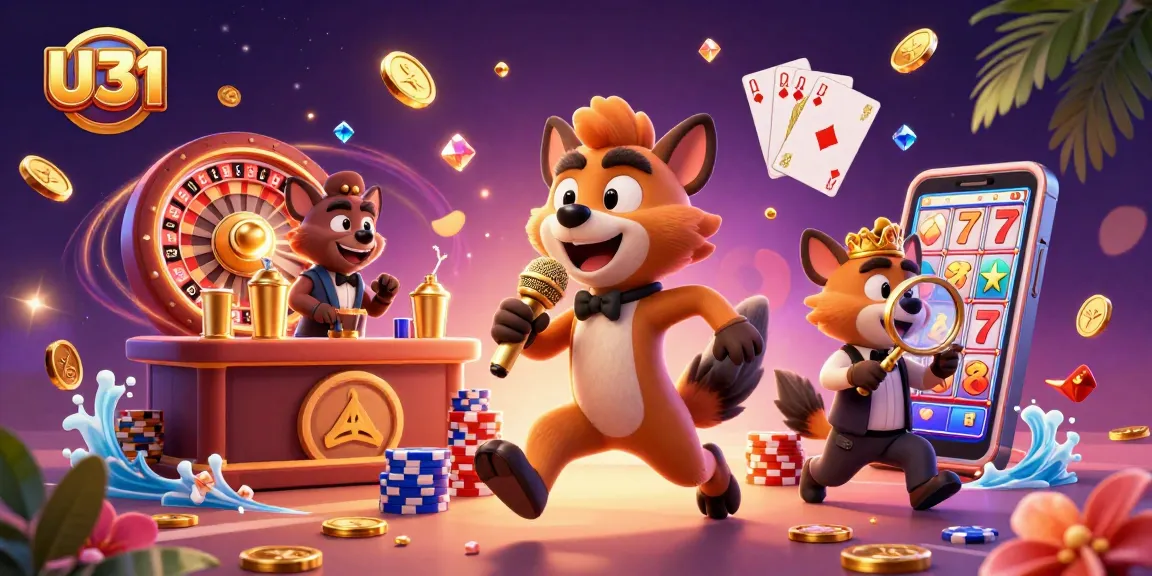 Experience the excitement of U31's casino with our lively hyena characters engaging in games and comedy.