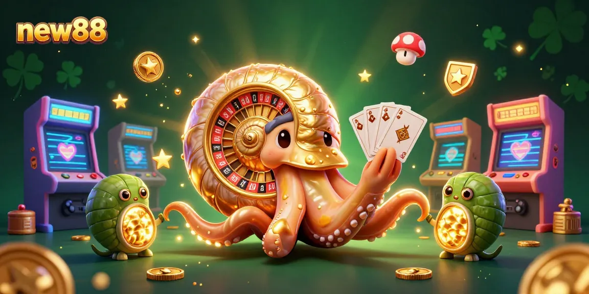 Experience thrilling gameplay with new88 in this vibrant 3D casino adventure illustration.